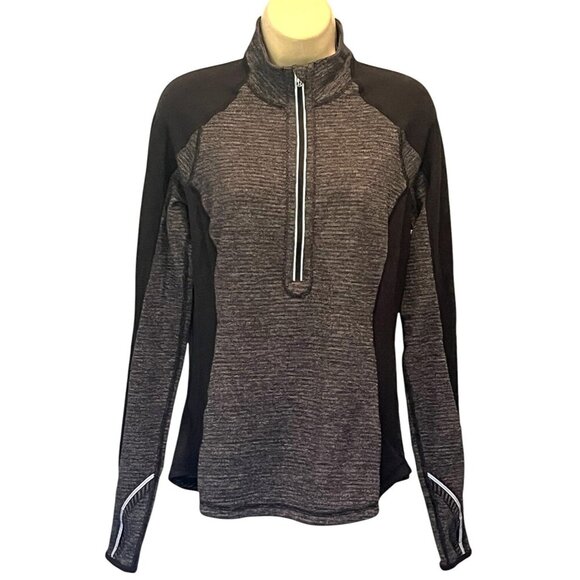 Lululemon Run U-Turn Mini Check Pique Black White Reversible Zip Pullover - Picture 4 of 15